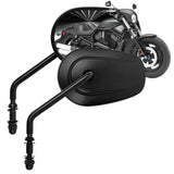 Black Tapered Motorcycle Handlebar Mirrors - Long Stem 8mm Motorcycle Rearview Side Mirrors Compatible with Harley Road King,V-R