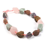 Mixed Gemstone Crystal Nugget Raw Graduated Beads Strand 2mm Hole Drilled Tiger Eye Amethyst Rose Quartz Agate Aventurine