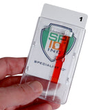 Frosted Vertical Rigid Badge Holder I.D. Card Dispenser with Easy Access Red Extractor Slide by Specialist ID, Sold Individually