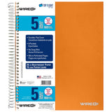 Top Flight Wired 5Subject Wirebound Notebook With 8 Pockets, 160 Sheets, College Rule, 11 X 8.875 Inches, 1 Notebook, Cover May