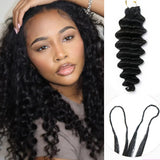Deep Wave Knotless Pre-Separated Crochet Hair Extensions Human Hair Loose Wave Crochet Hair Natural Black Machine Made Feather H