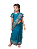 Aarika Girls Ethnic Wear Rama Green Colour Krishma Silk Saree (3-9 Years)