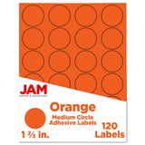 JAM PAPER Circle Label Sticker Seals - 1 2/3 Inch Diameter - Orange - 120 Round Labels/Pack