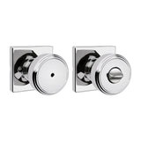 Kwikset Maven Interior Privacy Door Knob with Lock, Square Door Handle for Bathroom and Bedroom, Polished Chrome Keyless Turn Lo