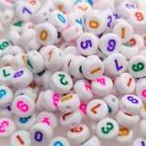 200+ Pieces 4x7mm White Round Acrylic Number Beads 0-9 Mixed Plastic Shape Loose Beads for Jewelry Making Bracelets Necklaces Ke