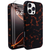 J.west Compatible with iPhone 16 Pro Max Case 6.9 inch with 2 Pack Tempered Glass Screen Protectors Vintage Animal Tortoiseshell