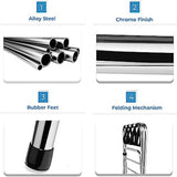 High-Back Luggage Rack, Lightweight Fold-Flat Design, Compact Chrome Finish