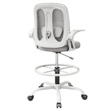Alllion Drafting Chair, Tall Office Chair with Flip-up Armrests Ergonomic Computer Standing High Desk Chair with Adjustable Lumb