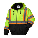 SKSAFETY High Visibility Reflective Jackets for Men, Waterproof Class 3 Safety Jacket with Pockets, Hi Vis Yellow Coats with Bla
