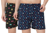 Anni Designer Men'S Cotton Blend Modern Relaxed Floral Boxer Shorts (Pack Of 2) (Anl-Bxr-Pack-2-An-005_Multicolor,Multicolour,L
