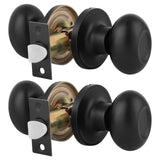 Gobrico 2 Pack Egg Shaped Passage Door Knobs Flat Black Oval Style Hall and Closet Door Knobs Without Key Black Interior Lockset