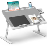 Laptop Bed Desk, X-Large Leather Adjustable Computer Bed Table Tray, Foldable Laptop Lap Desk for Bed Sofa Couch Floor Writing E