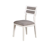 Benjara Kya 21 Inch 2 Tone Dining Chair, Ladder Back, Gray Seat, Set of 2, White