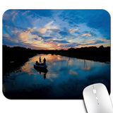 Knseva Fishing Scenic Mouse Pad, Navy Blue Rectangle Mouse Pads for Office Desk Decor
