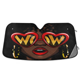 ALAZA Afro American Woman in Shock Shade Windshield Sun Shade,Foldable Car Sun Shade for Front Windshield Sunshades Protector Bl
