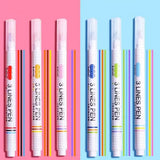Penny Wise 6Pcs Multi Line Pen, Multi Color Outline, Mix Nibs, 3D Drawing, Writing, 2 & 3 Line Pens for Albums, Childrens Drawi