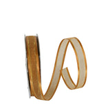 Reliant Ribbon Sheer Satin Edge Metallic Ribbon, 5/8 Inch X 25 Yards, Antique Gold
