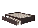 AFI Concord Full Size Platform Bed with Footboard & Full Trundle in Espresso