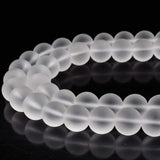 RUBYCA Natural AAA Grade Quartz Crystal Clear Frosted Round Beads for Jewelry Making (1 Strand 10mm)