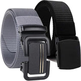 Tactical Nylon Web Belt With Quick Release Buckle, Military Style Belt In Black And Grey, Heavy Duty Adjustable Waist Belt