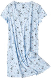 PNAEONG Women's Cotton Nightgown Sleepwear Short Sleeves Shirt Casual Print Sleepdress, Little Cats, Small
