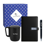 Giftana Personalized Diary with Pen, Coffee Mug Gift Set for Men and Women, 3 in 1 Personalised Notebook Diaries Set for Husband