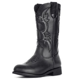 IUV Girls Toddler Western Cowboy Boots - Black, Size 8 Toddler, Mid-Calf Height, Low Heel, Water Repellent, Slip Resistant, Perf