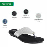 Ortho Joy Fancy Doctor Sandals|| Stylish Comfortable Casual Slippers For Women,Silver,4,B0B6G15W3Y