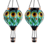 Starsoul Hummingbird Hot Air Balloon Solar Lantern with Candle Holder Glass Outdoor Solar Hot Air Balloon Flickering Flame Lamp
