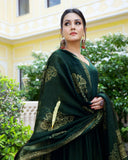 Anni Designer Women'S Rayon Blend Solid Anarkali Kurta With Pant & Dupatta (Magic-Green-Nw_L_Green_Large),Green,L,,,