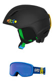 Giro Launch Combo Pack Ski Helmet - Snowboarding Helmet with Matching Goggles Matte Black Party Blocks/Buster Blue Faces Cobalt