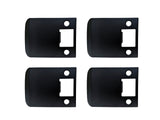 QCAA Solid Brass Extended Lip Strike, 3''X2-1/4, Matte Black, 4 Pack, Made in Taiwan