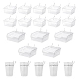 Merkaunis 20 PCS Pegboard Cups Pegboard Bins Set, Pegboard Wall Organizer with Hooks and Loops, Pegboard Wall Containers Clear P