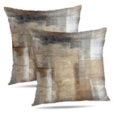 Alricc Beige and Grey Pillow Covers 16X16, Brown Abstract Art Painting Aesthetic Square Accent Decorative Throw Pillow Covers, Soft Throw Pillows for Couch Sofa Bedroom Set of 2