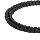 BEADNOVA 4mm Natural Black Lava Rock Stone Gemstone Round Loose Volcanic Beads with Free Crystal Stretch Cord for Jewelry Making