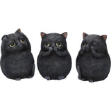Nemesis Now Three Wise Fat Cats 8.5Cm Figurine, Resin, Black