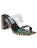 Shoetopia Girls Black Block Heels Printed Sandal,Black,7,B09NBHWZ53