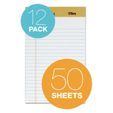 Tops 71500 The Legal Pad Ruled Perforated Pads, Narrow, 5 X 8, White, 50 Sheets, Dz