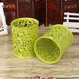 Abaj Flower Design Round Pencil Holder Desk Pen Containers Organizer Makeup Brush Holder Metal Pen Pot (Green)