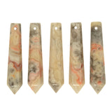 50mm Natural Crazy Lace Agate Hexagonal Wand Jewelry Making Crystal Pointed Chakra Reiki Healing Beads 2mm Hole Drilled(Pack of