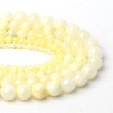 Yochus 45pcs Yellow Lemon Jade Round Smooth Stone Beads for Bracelet Making
