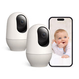 nooie Baby Monitor with Camera 2 Pack,WiFi Baby Monitor Camera,360-degree1080P,Smart Baby Camera with Motion Tracking,Night Visi