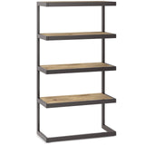 SIMPLIHOME Erina SOLID ACACIA WOOD and Metal 66 inch x 36 inchRectangle Modern Industrial Bookcase in Distressed Golden Wheat fo