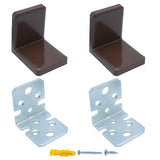 MR BRACKET L Bracket, Brown Shelf Brackets Pack of 2, Heavy Duty Cabinet Hanging Brackets, Plastic Cover Metal Brackets for Shel