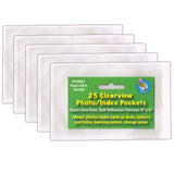 ASHLEY PRODUCTIONS Clear View Self-Adhesive Photo/Index Card Pocket 4 x 6, 25 Per Pack, 5 Packs (ASH10407-5)