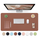 Bloss Brown Leather Desk Pad Protector, Office Desk Mat, Large Mouse Pad, Non-Slip PU Leather Desk Blotter, Laptop Desk Pad, Wat