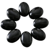 SUNYIK Black Agate Cabochons CAB Flatback for Jewelry Making,22x30mm,Pack of 10