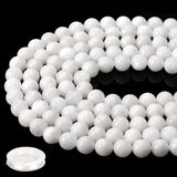 70PCS Natural 8MM Healing Gemstone, Moonstone Energy Stone Round Loose Beads, Semi-Precious Crystal Beads with Free Elastic Stri