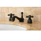 Kingston Brass Ks3955Ax Restoration Mini Widespread Lavatory Faucet With Metal Cross Handle, Oil Rubbed Bronze, 4-Inch Adjustabl