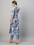 Gosriki Women'S Rayon Straight Printed Kurta With Pant Set (Dhun-Blue-Ksv-Gs_S_Blue_Small),Blue,,B0CNM1YTM2